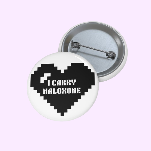 I Carry Naloxone Pixel Heart - Round Button Pin
