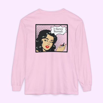 I Carry Narcan Comic - Unisex Long Sleeve Comfort Colors Tee