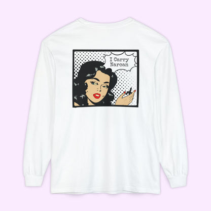I Carry Narcan Comic - Unisex Long Sleeve Comfort Colors Tee