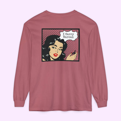 I Carry Narcan Comic - Unisex Long Sleeve Comfort Colors Tee